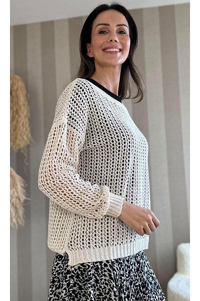 Atelier Derin Pulover subțire tricotat cu sclipici bej