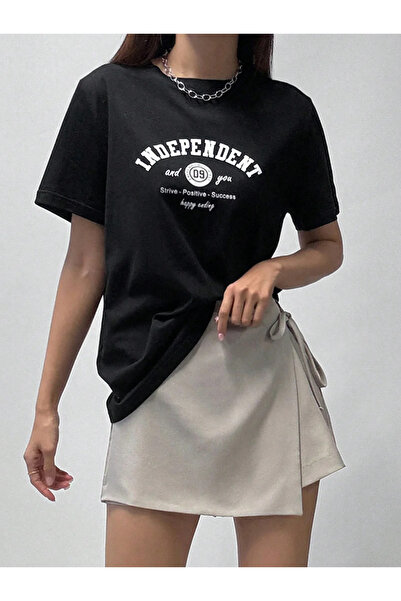 WNWGKN Crna Nezavisna Oversize kroj Žene T-shirt
