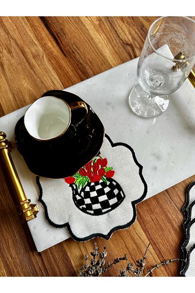 NURHAN HOME COLLECTION 6 Pieces Mackenzie Kettle Patterned Cocktail Serving Napkin