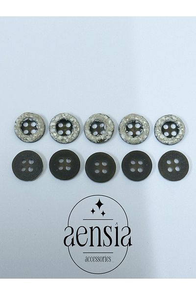 aensia قميص بوليستر مطفي بنمط الحجر الأبيض - زر 1.14 سم، عبوة من 10 أزرار