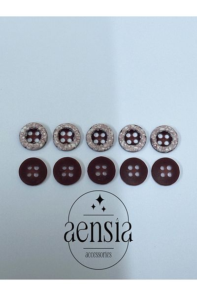 aensia White Stone PatterneD Claret ReD Polyester Shirt Button - 1.14 Cm, Pack of 10