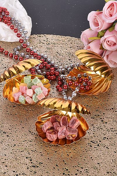 AVMSTORE Gold 6 Pieces Oyster Luxury Delight Bowl Sugar Bowl Coffee Side Presentation Bowl