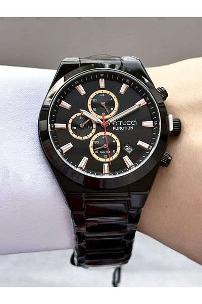 Ferrucci Men's Multifunctional Metal Band Wristwatch