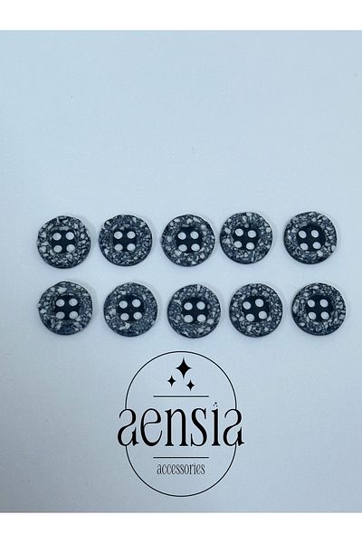 aensia قميص بوليستر منقوش بالأحجار البيضاء باللون الأزرق الداكن - زر 1.14 سم، عبوة من 10 أزرار