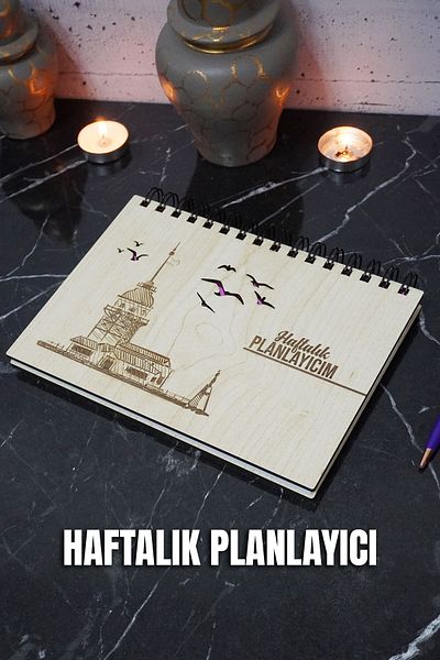markcat Κοριτσίστικο Ξύλινο Σημειωματάριο Πλανού - Ανεπισταμενός Πρόγραμμα Συμβάσεων - Weekly Planner (UNLIMITED PLANNER) A5