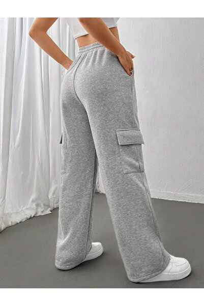 Marjill Sportovní tepláky z bavlny s širokými nohavicemi do kapsy