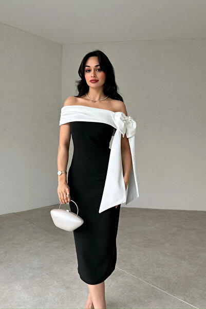 gizzmoda تصميم بريانا الخاص - فستان متوسط الطول مزدوج اللون