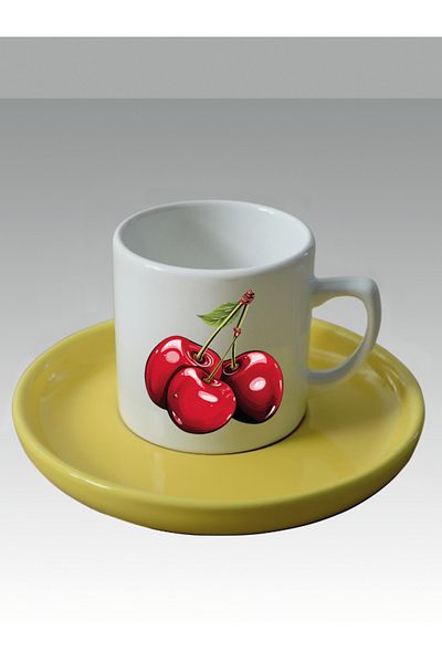 lili hediyelik Cherry Printed Turkish Coffee Cup - Gift Coffee Cups Mug