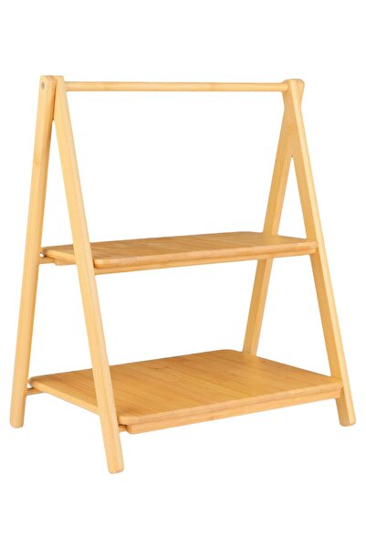 ALBETTO 2 Katlı Bambu Stant, Baharat Stantı, Çok Amaçlı Mutfak Rafı