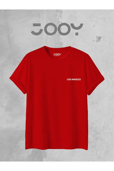 Jooy Company Los Angeles Printed Wide Fit Oversize Red T-Shirt