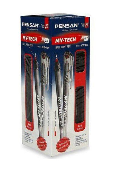 Pensan Ballpoint Pen My-tech 1.0 Mm Needle Tip Red Pack of 25