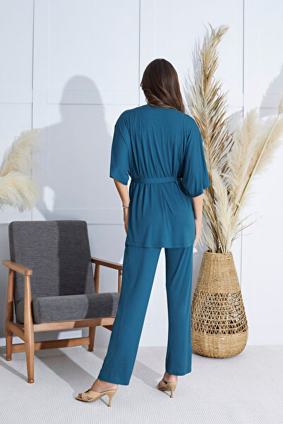 Sevim 15805  TAŞ BASKILI 3 LÜ PİJAMA TAKIM