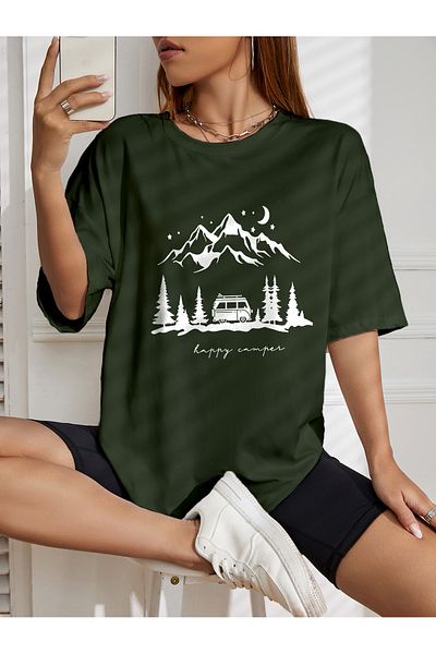 aynewmoda tricou supradimensionat cu imprimeu caravană
