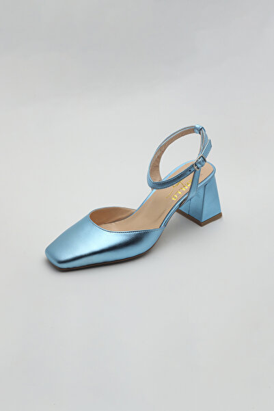 Arzillo Kadın Hakiki Deri Mavi Topuklu Ayakkabı