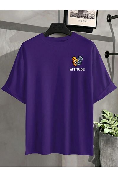 AFROGİYİM Μπλουζάκι Unisex Attitude Bear Back Printed Oversize