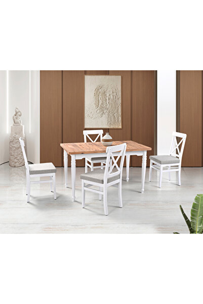 Mobilya Dükkanım Rustik Ceviz Masa & Rustik Sandalye Takımı HDR1240 - MD