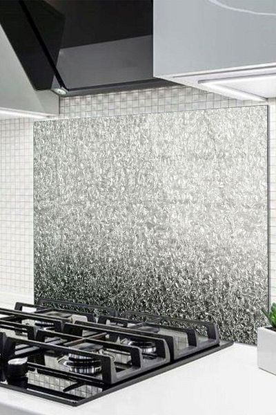 Olinpa 60X52 cm Plain Glass Stove Back Protector Countertop and Built-In