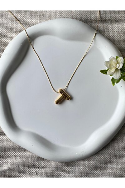 Fiamoss قلادة نسائية على شكل حرف T بالون - قلادة حروف منحنية