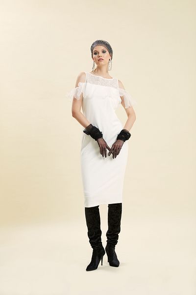 VERDA Off Shoulder Tulle and Sequin Detailed Evening Dress
