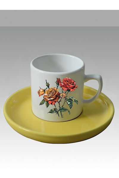 lili hediyelik Rose Printed Turkish Coffee Cup - Gift Coffee Cups Mug Cup