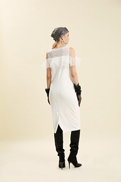 VERDA Omzu Açık Tül Ve Payet Detaylı Abiye Elbise