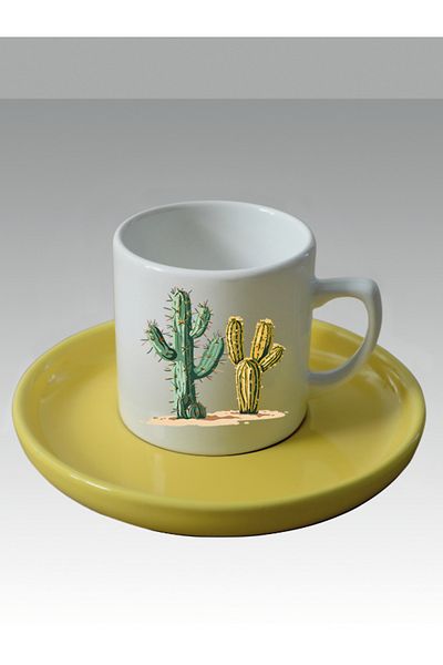 lili hediyelik Turkish Coffee Cup with Cactus - Gift Coffee Cups Mug Cup