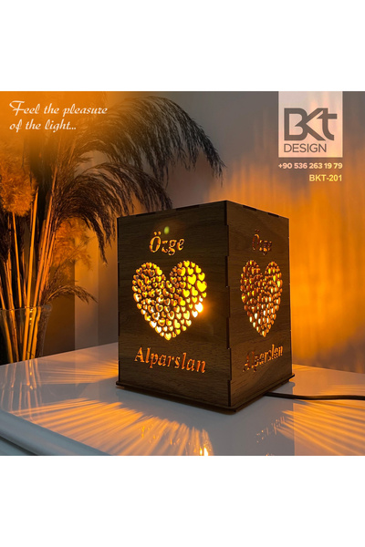bkt design Eşler Için Isme-kişiye Özel Dekoratif El Yapımı Gece Lambası Soru Sor Kısmından Isim Belirtiniz
