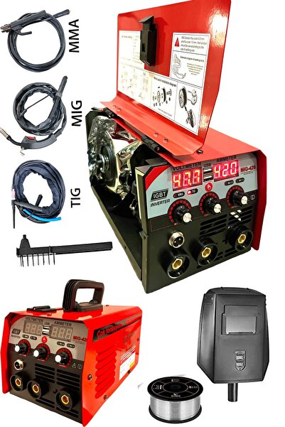 STAXX POWER Gazsız Gazaltı Çift Kartlı Kaynak Tıg Mıg Mma 3ın1 Ultra Fonksiyonlu Dijital Gösterge Kaynak Mak