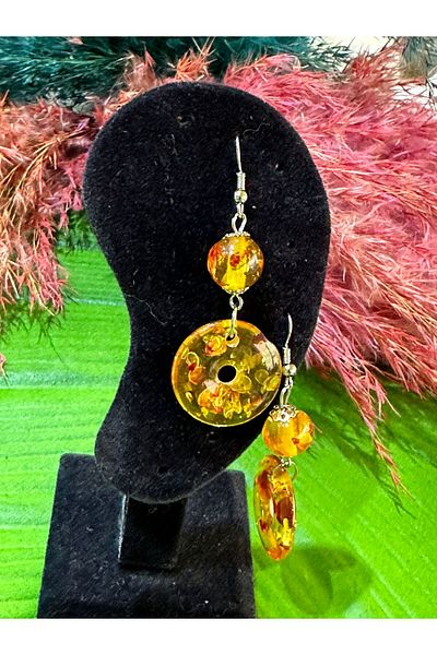 Gönülden Tasarım YELLOW DUMPED BEADED DESIGN WOMEN EARRINGS