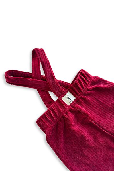 Stork Newy Unisex 4 Seasons Adjustable Cross Strap Velvet Baby Rompers Claret Red