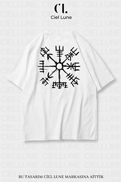 NEVERMIND Tricou oversize unisex cu imprimeu Viking Compass Vegvisir
