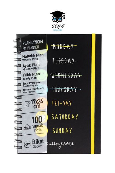 SEYFİKİRTASİYE 17x24 CM 100 SHEETS PLANNER NOTEBOOK STICKER MONATARY WEEKLY YEARY FOOD PLANNER HARD COVER WIRE