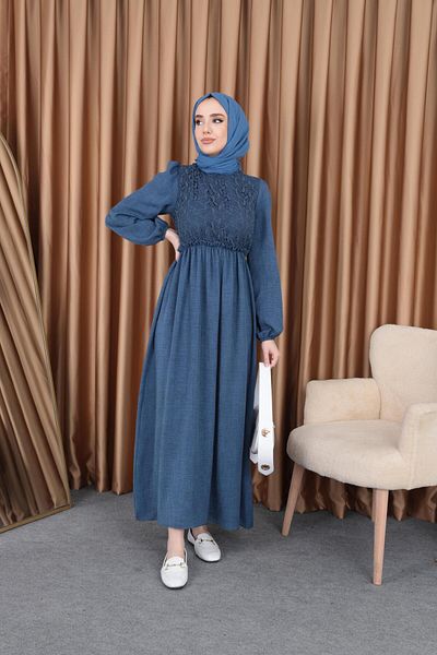 ENSA TESETTUR Lace Front Dress Blue
