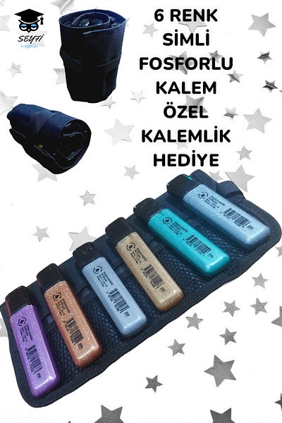 SEYFİKİRTASİYE PHOSPHORIZER PEN SET 6 COLORS 100% DOMESTIC PRODUCTION SPECIAL PRODUCTION PEN HOLDER WITH GIFT