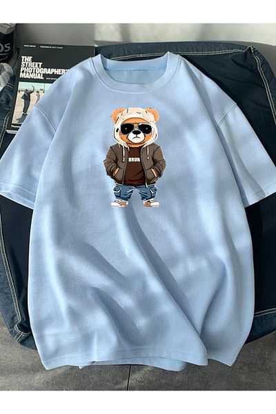 BEGRİFF Unisex Bruh Bear Patterned T-Shirt