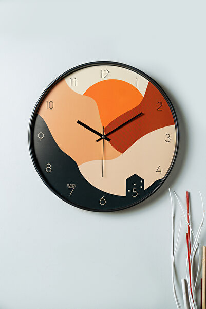 Muyika Design Muyika Pino Gün Batımı Gerçek Cam 42 cm Sessiz Mekanizma Duvar ...