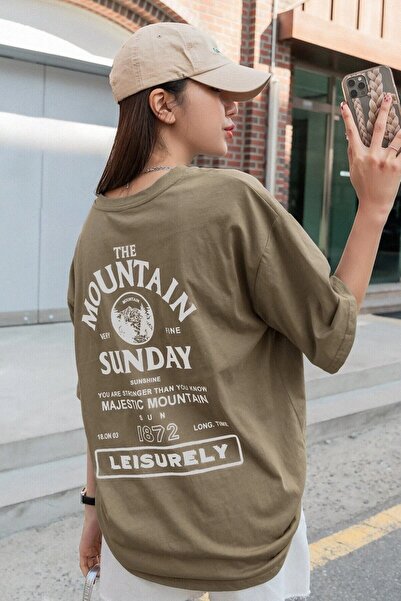 Revasser Unisex Vizon Mountain Sunday Baskılı Oversize