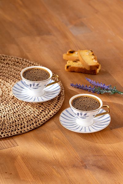 Emsan STD Intense Blue - Set cești de cafea Bone pentru 2 persoane 80 ml