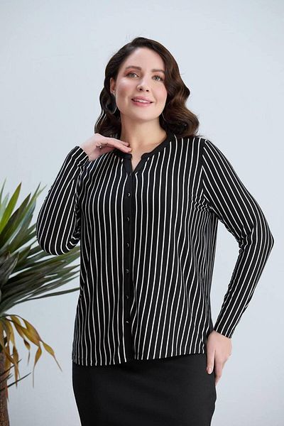 TUSSE Elegant Classic Front Button Shirt Look Viscose Relaxed Fit Plus Size Blouse