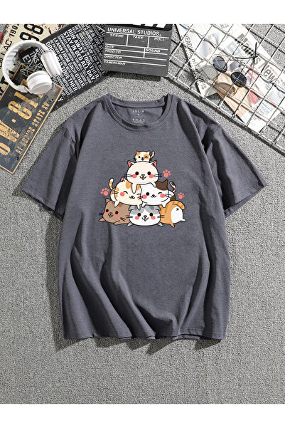 BEGRİFF تي شيرت مطبوع عليه قطة للجنسين