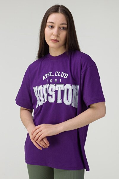 Revasser Violet Houston text imprimat oversize