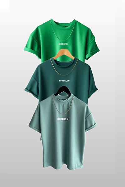 Revasser Unisex Brooklyn Štampano 3-pak zeleno-mint zeleno-naftha zeleno