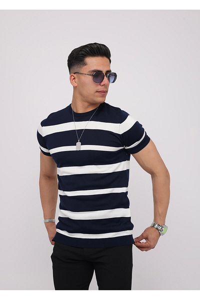 ASWEL 2024 NEW SEASON CYCLING NECK STRIPED COTTON KNITWEAR T-SHIRT ASWTRTS102