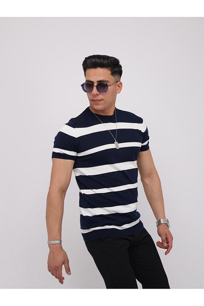 ASWEL 2024 NEW SEASON CYCLING NECK STRIPED COTTON KNITWEAR T-SHIRT ASWTRTS102