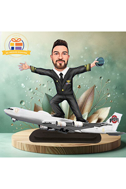 3D Hediye Dünyası Pilot uçak üstünde uçak pilotu karikatürü biblo hediye  3d ...