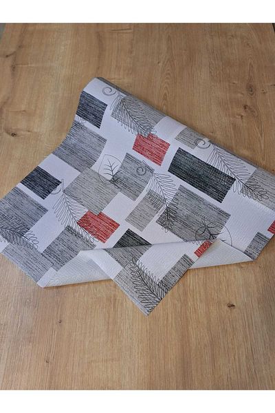 Başak Ev Tekstili 50cm x 500 cm Γκρι Κόκκινο Κάλυμμα Ράφι και Ντουλάπας - Αντιολισθητικό Κάλυμμα