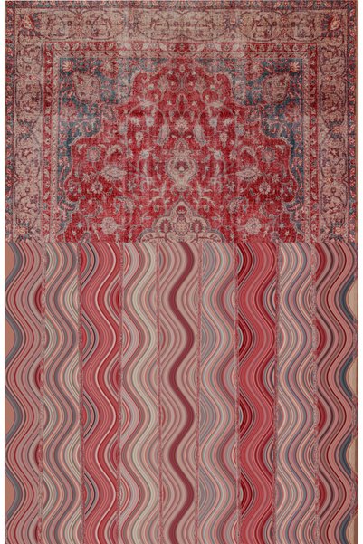 Rugs Modern Halı سجادة فيوريلا الحمراء العتيقة ذات النمط المتعرج والمنسوجة ذا...