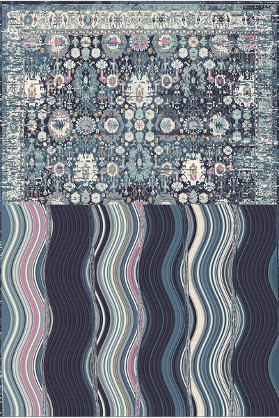 Rugs Modern Halı Декоративен килим с тъкана основа „Fiorella Mavi Vintage Zig...