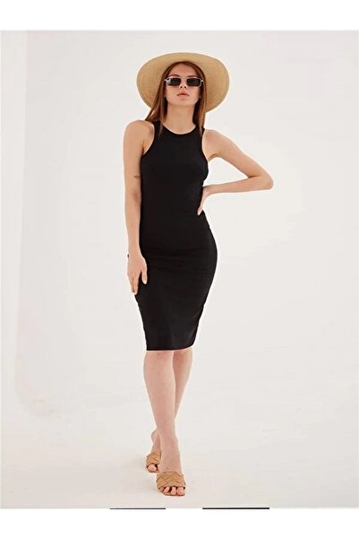 buğlem collection Halter Yaka Midi Boy Kaşkorse Kalem Elbise