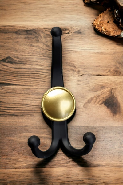 Dizaynhouse Boncuk Askı Portmanto Askısı Kapı arkası Askılık, Siyah, Antik Sarı ve Gold Renk Kıyafet Askısı